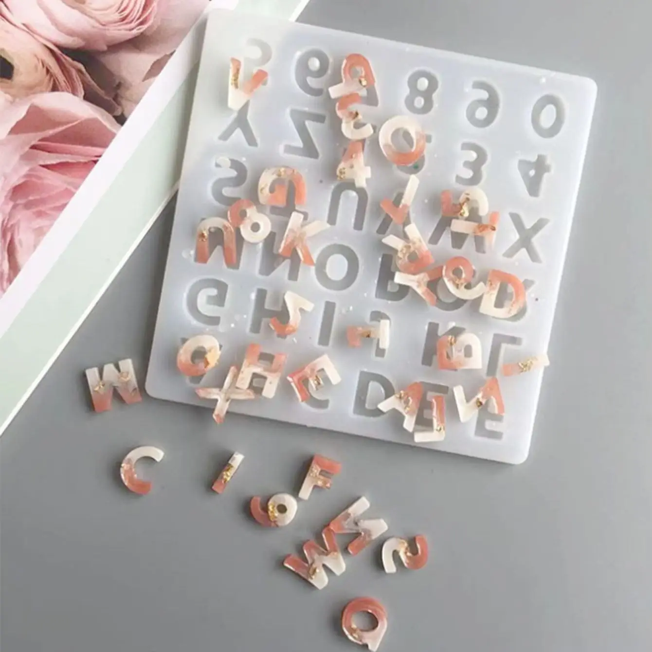 Alphabet Letter Number Decoration Craft Silicone Mold for Earring Pendant Creative Keychain Mold Crystal Epoxy Resin Mold