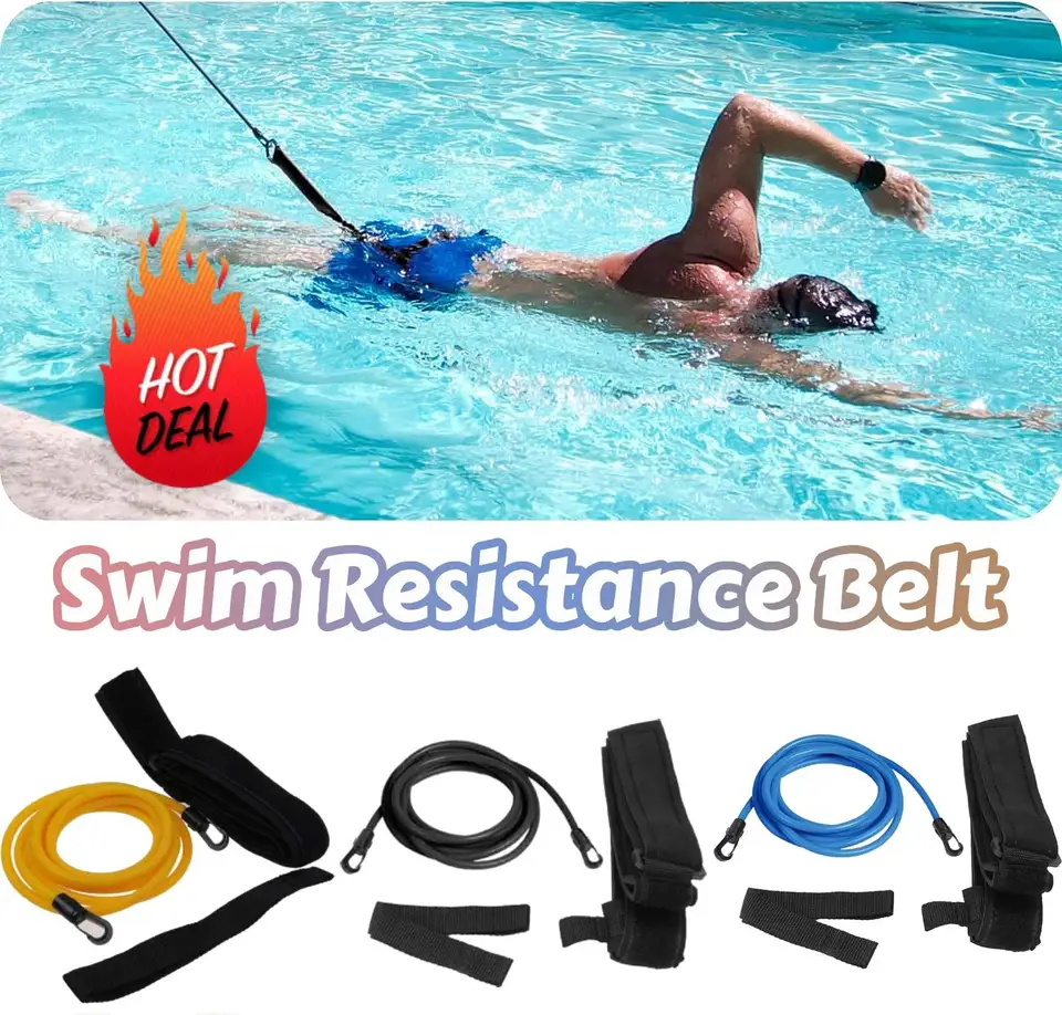 Pool Belt For Water Exercise Begzeat Swim Tether Stationary Swimming, 4M Swimming  Tether Belts Pool Pool Harness Resistance Belt Training Exercise Belt  Adults Yellow Pool Exercise Equipment