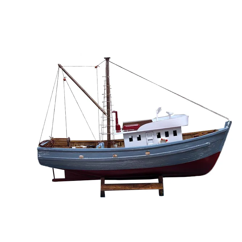 Wooden Simulated Sailboat Model Ornaments Gifts Finished Ship Model Decorations Simulated Fishing Boat Model Crafts