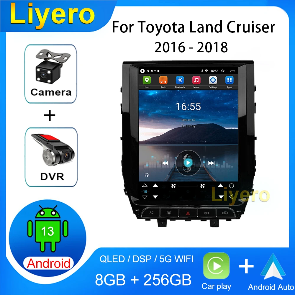 

Автомобильный радиоприемник 12,1 дюйма для Toyota Land Cruiser LC200 2016-2018 CarPlay Android Авто GPS Навигация DVD мультимедийный плеер стерео DSP 4G