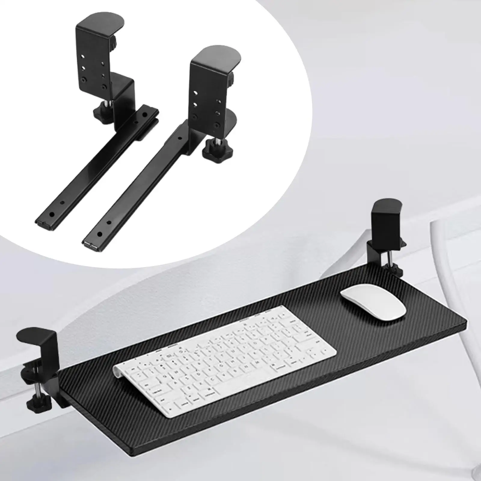 2 Pieces Under Desk Keyboard Tray Slide Keyboard Slides Lap Tray Cabinet Drawer