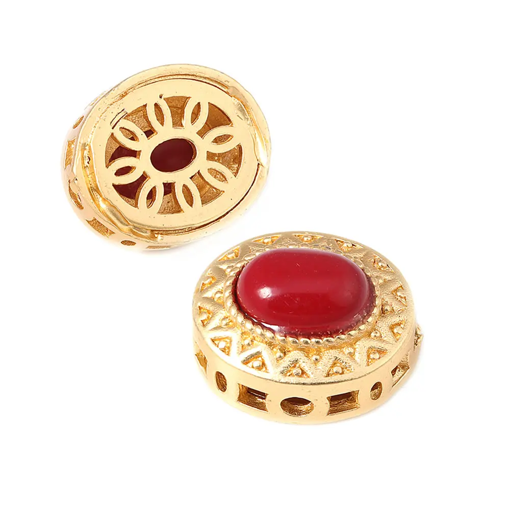 Pulseras de Cuentas Nepalesas Vintage Estilo 5PCS Brasso Dorado Mate Accesorios DIY para Hacer Joyería - details 68