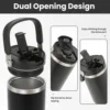 Tyeso Tumbler with Handle Straw Lid Insulated Stainless Steel Double Walled Vacuum Water Bottle Home Sport Travel for Hot Cold 4