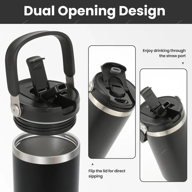 Tyeso Tumbler with Handle Straw Lid Insulated Stainless Steel Double Walled Vacuum Water Bottle Home Sport Travel for Hot Cold 4
