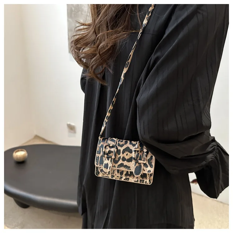 Women's Stylish Leopard Print Large Capacity Shoulder Crossbody Bag | Mini Coin Purse & Trendy Square Clutch, Casual Daily Use