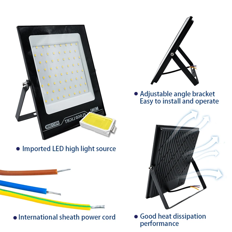 LED 홍수 빛 10W 20W 30W 50W 100W AC 220V 반사판 스포트라이트 가로등 벽 램프 IP67 방수 야외 정원 조명