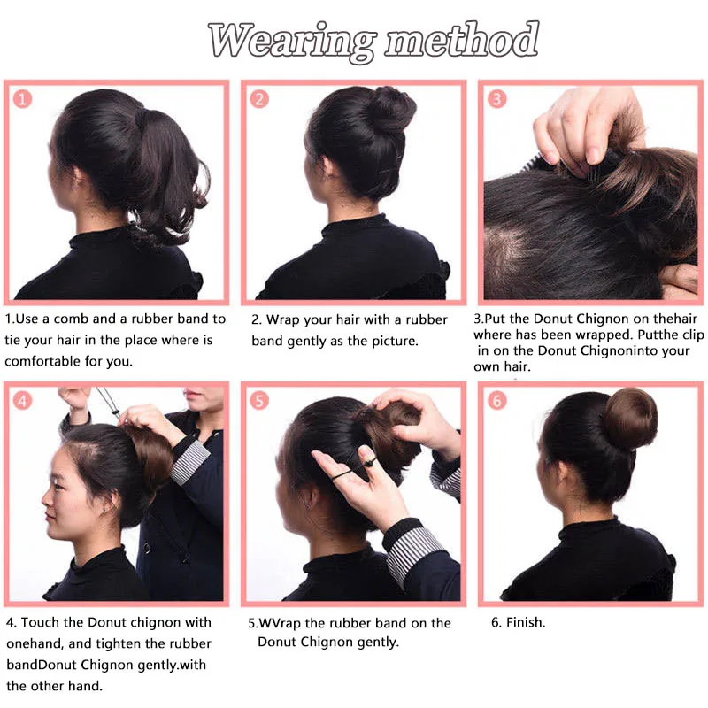 Chignon Sintetico con Cordino in Capelli Lisci di Seta, Adatto per Feste, Matrimoni e Vacanze Femminili - immagine 4