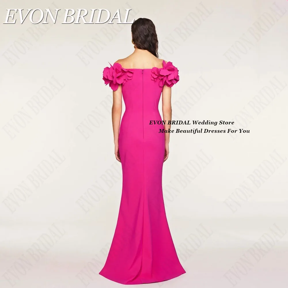 EVON BRIDAL V-Neck Satin Celebrity Dresses Flowers Off Shoulder Mermaid Formal Occasion Dresses vestidos de ocasião Custom 2