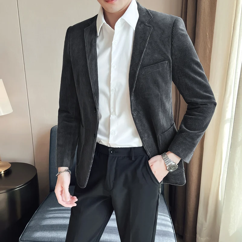 

Fall Winter Gold Velvet Blazer High Quality Slim Fit Suit Jacket Fashion Casual Men Groom Singer Costume Formal Evening Dress