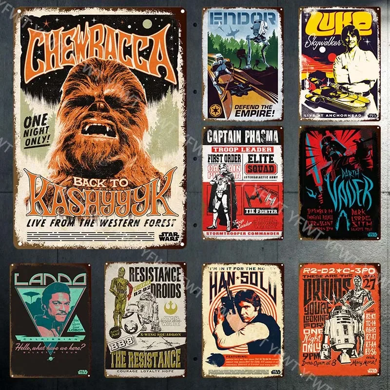 Miniso Classic Movie Star Wars Metal Tin Sign Personaggi Fumetti Poster E Stampe Wall Art Picture For Living Room Home Decor