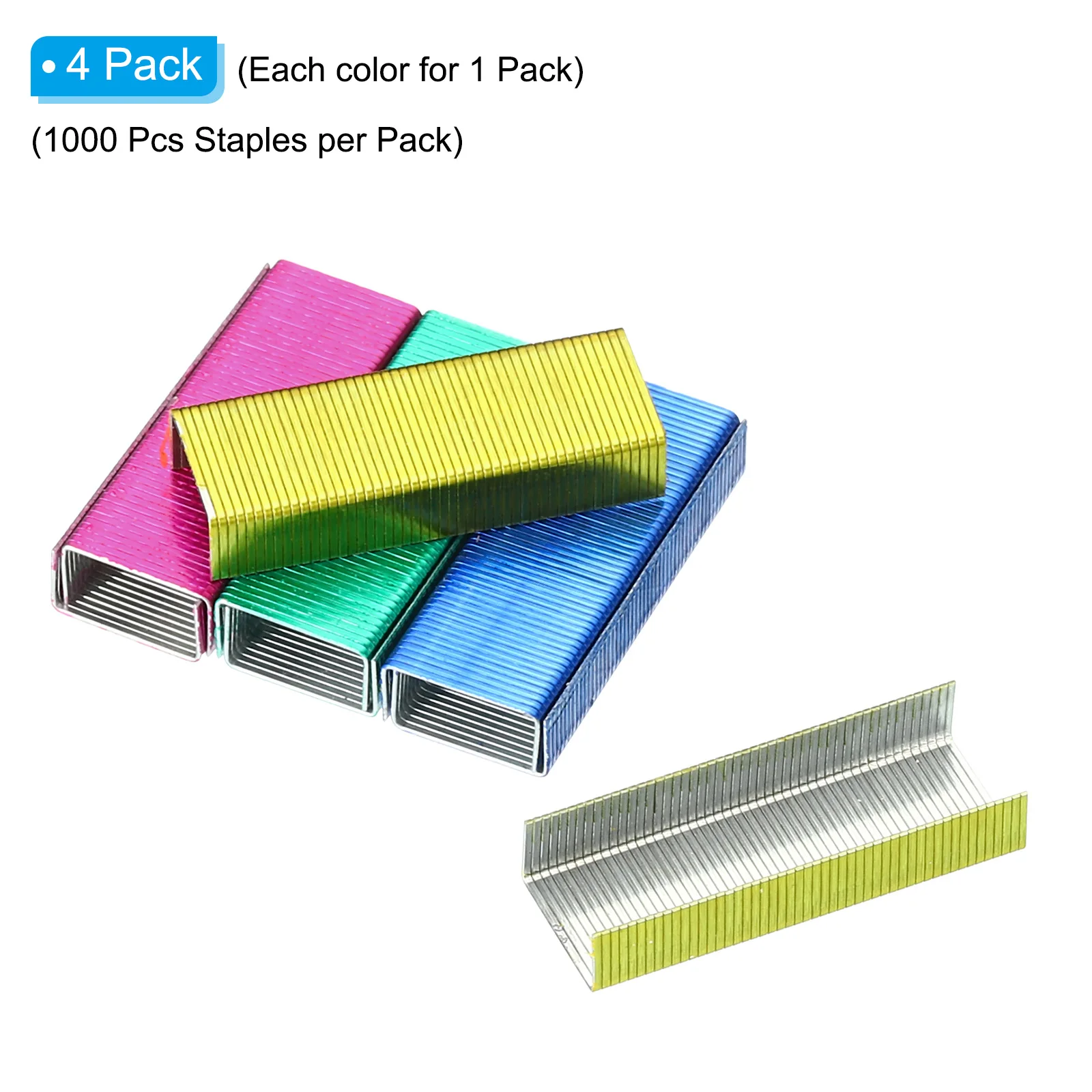4000Pcs/4Pack 크리 에이 티브 다채로운 금속 스테이플 Office 편지지 스테이플 No.10 바인딩 용품 일반 스테이플 사무용품
