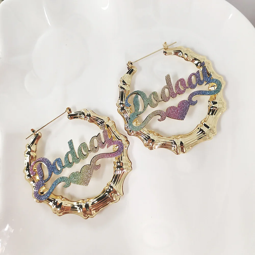 HIBODY Custom Alphabet Colorful Name Earrings Personalized DIY Mother's Day Gift Free Shipping All
