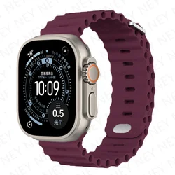 Ocean Style Solid Color Silicone Band - Durable & Sweatproof - 38mm 40mm 41mm (15 wine red)