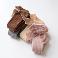 Winter Baby Long Socks Knitted Girls Knee High Socks Big Bows Warm Leg Warmer Children Cotton Socks Toddlers Boot Socks 0-5Years 5