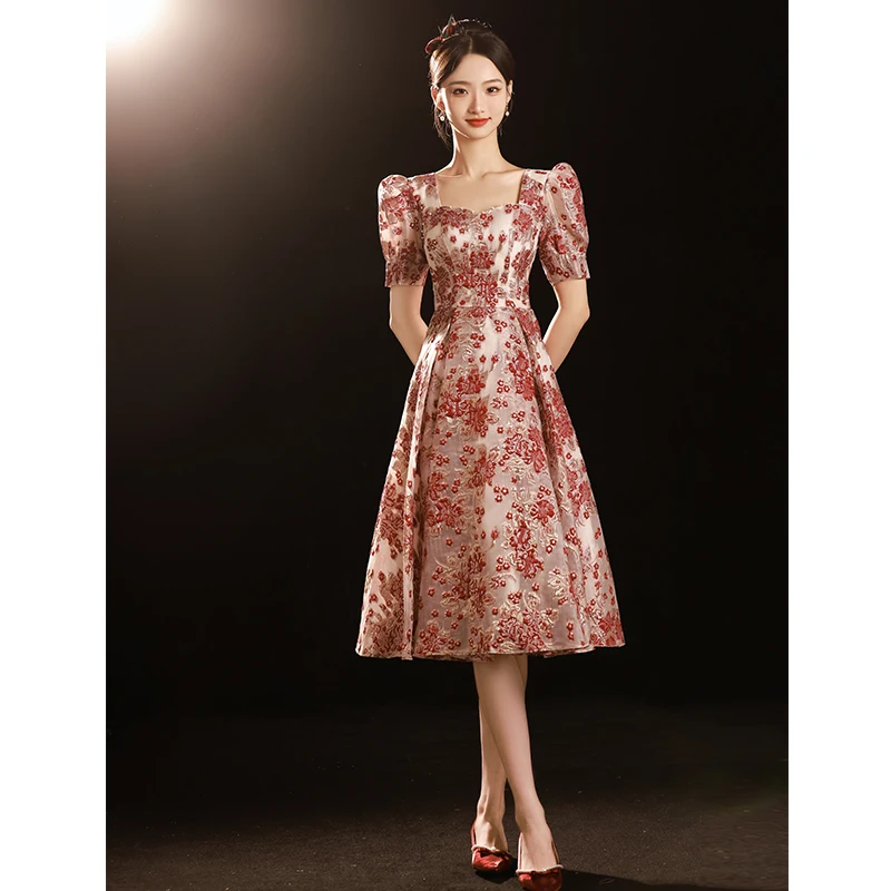 

Elegant Tea-Length Evening Dresses For Engagement Event Sweetheart Neck A-Line Women Formal Special Occasion Midi Dresses