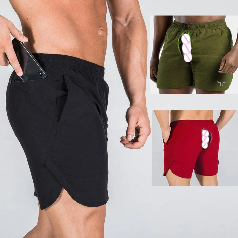 Summer Open Crotch Outdoor Sex Sports Quick-Drying Shorts Men's Fitness Sweatpants Beach Fitness Joggers Streetwear Track Pants