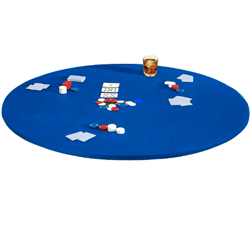 Felt Poker Table Cover Round Fitted 36-48in Stretch Fit Green Felt Card Table Cover Table Cloth Protector for Mah JongPoker 2