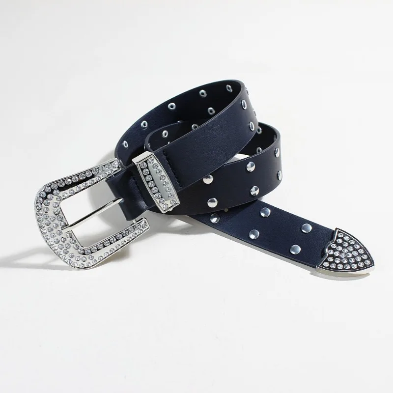 New European American Retro Studded Belt | Trendy Punk Style Unisex Accessory, Fashionable Waistband for Jeans & Outfits