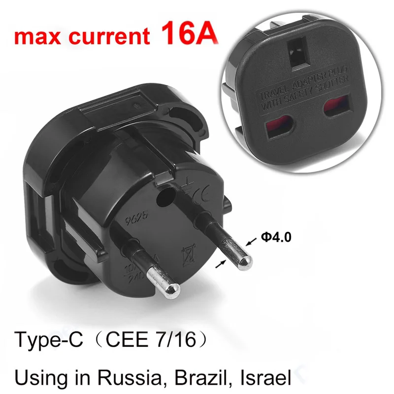 EU Plug Adapter Power Converter UK To EU Electric Adaptor 2 Pin Euro Travel Adapters Power Charger Electrical Socket Outlet plug adapter