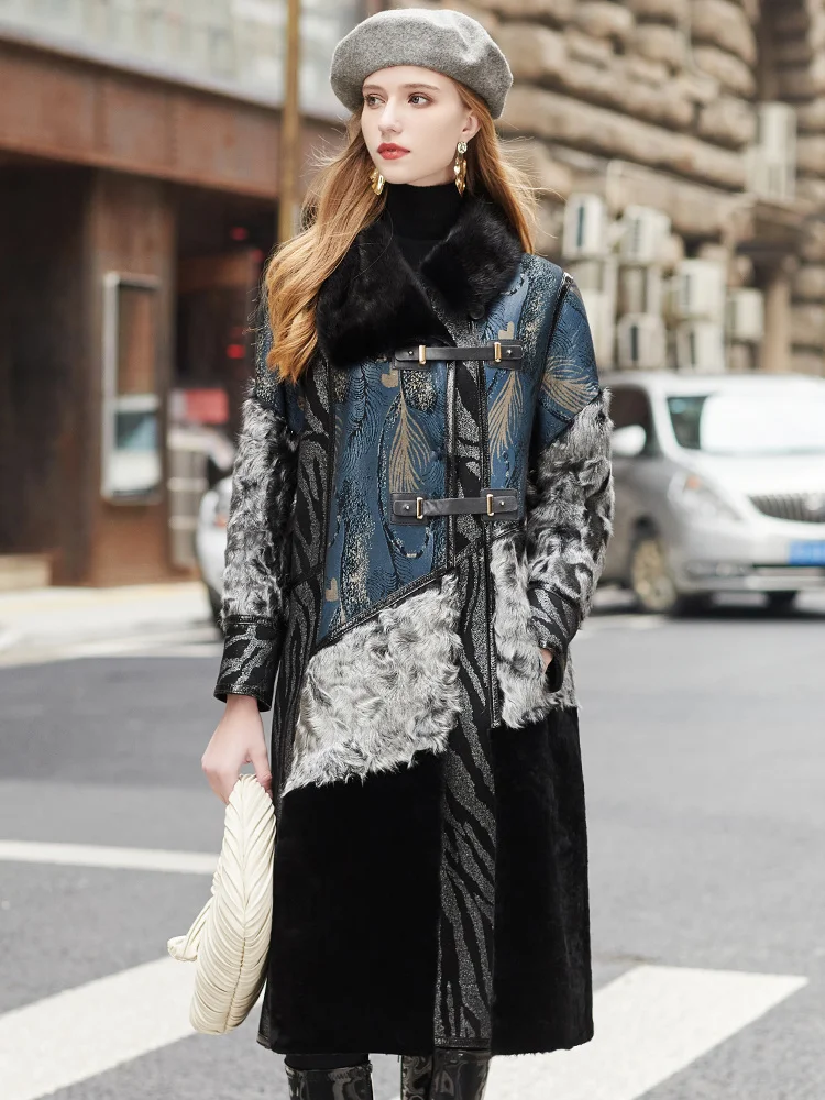 

2023 Fashion Patty Winter Sheep Fur Women's Coat Mink Fur Collar Fashion Lamb Fur Grass Coat