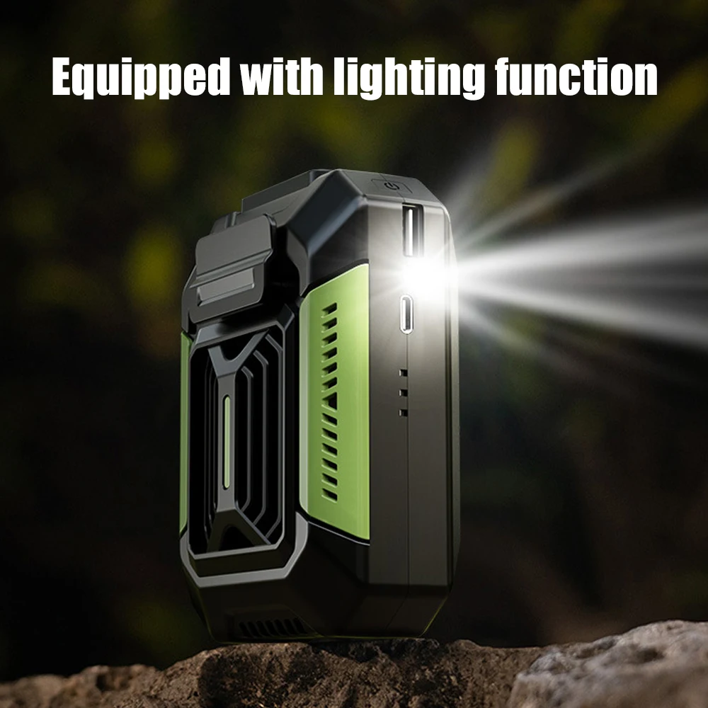 Waist Clip Fan Portable Mini Hanging Neck Fan USB Rechargeable Fans Outdoor Camping Hiking Waist Fan with Power Bank LED Light