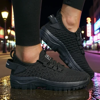 أحذية الجري النسائية غير الرسمية أحذية رياضية نسائية ناعمة من الأسفل أحذية رياضية شبكية قابلة للتنفس 2025 أحذية مسطحة خفيفة للترفيه في الهواء الطلق 4