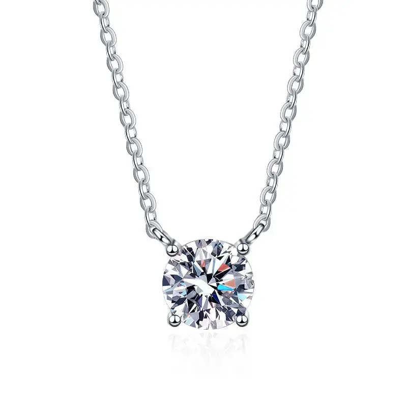Luxury Platinum PT950 D Color 1 Carat Classic Four Claw Mosonite Pendant Necklace Wedding Gift Anniversary Gift