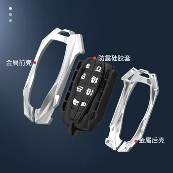 Copertura chiave della cassa del portachiavi a distanza dell'automobile in lega di zinco per Hyundai Genesis G80 GV80 2019 2020 copertura chiave a 8 pulsanti - Copertura chiave della cassa del portachiavi a distanza dell automobile in lega di zinco per