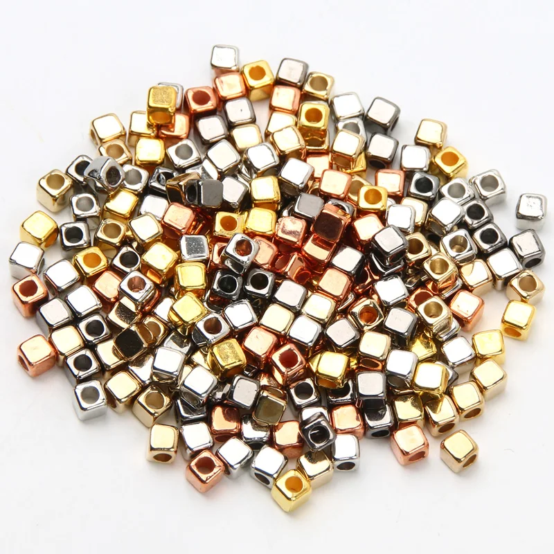 200-600pcs квадратный плакированный цвет CCB акриловые бусины 4мм акриловые семена Spacer для ювелирных изделий, делая DIY ювелирные бусины аксессуары