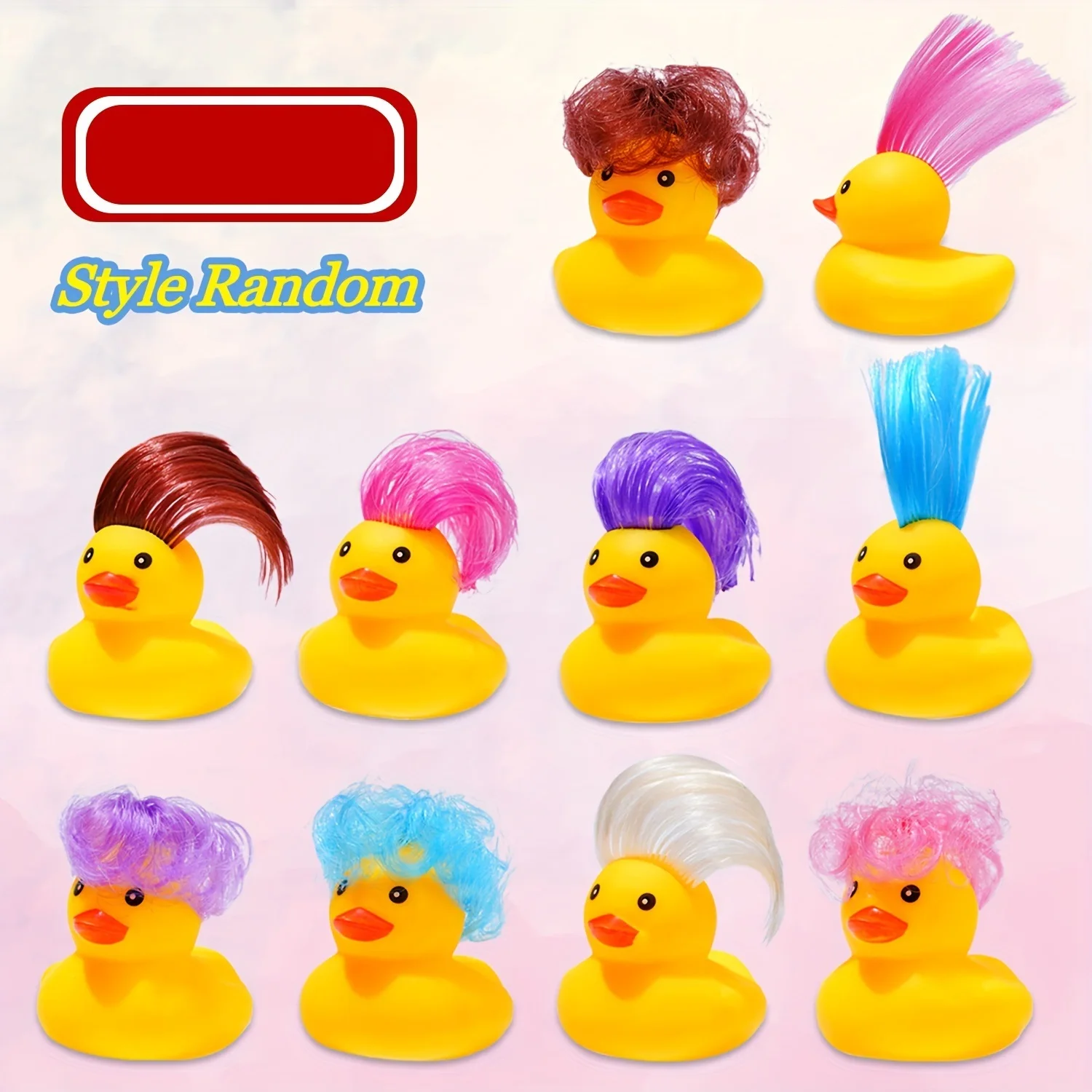20pcs Rubber Ducks Bath Toys with Wig, Cute and Funny Small Rubber Ducks Bathtub Toys Shower Toys 3
