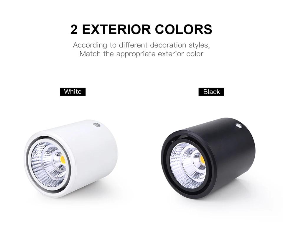 Description Picture 4 of itemSurface Mounted COB LED Spot Light 7W 12W AC85V-265V Aluminum LED Downlight Rotating Ceiling Lamp For Indoor Kitchen Lighting