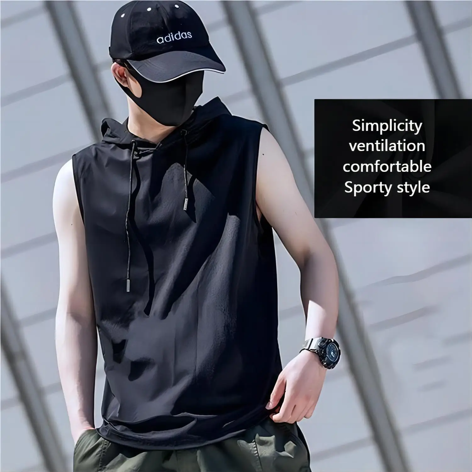 Fashion Sports New simple Running Sleeveless Hooded Sweatshirt Solid Hooded Sweatshirt Breathable for Men and Women Couple Vest in Summer