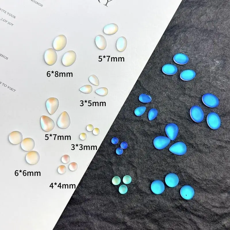 50 Stück Harz Farbverlauf Oval Tröpfchen Flatback Nagel Strasssteine Matt Mini Rund Nail Art Charms Zubehör DIY Nageldekorationen – Detail 2