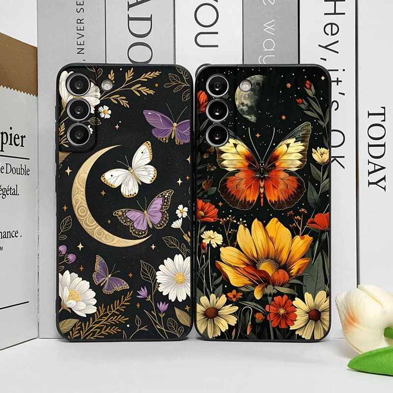Aesthetic Moon Butterfly Flower Frosted Soft Phone Case
