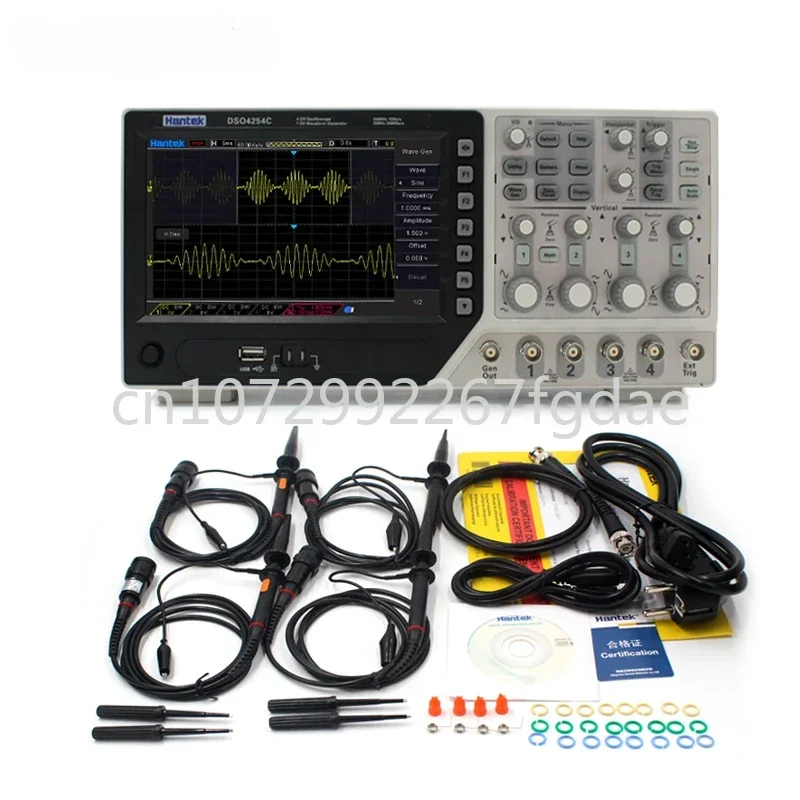 

Цифровой осциллограф Hantek DSO4254C, портативный 4-канальный 250 МГц ЖК-ПК + EXT + DVM + с функцией автоматического выбора диапазона