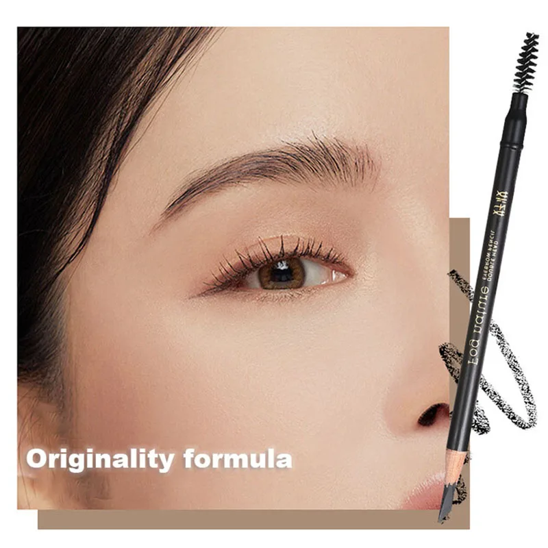 HAOZHUANG 5 Color Eyebrow Pencil Fog Feeling Hard Core Brown Black Soft Brush Wood Machete Eyebrow Enhance Wholesale Free ship 5