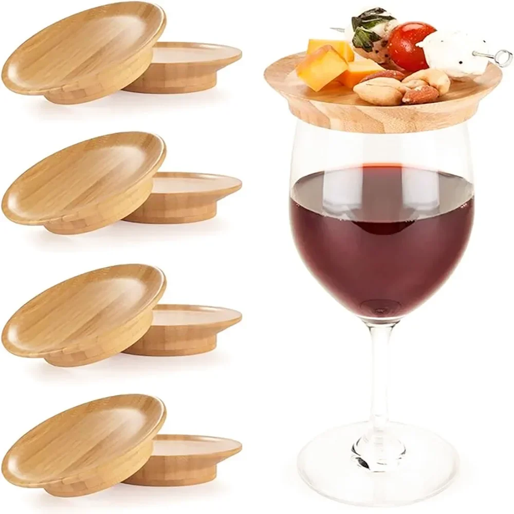 10.16*7cm Red Wine Glass, Cooked Food Board, Top Plate, Cooked Food Glass Cover, Anti Falling Debris, Bamboo Cup Cover, Coaster