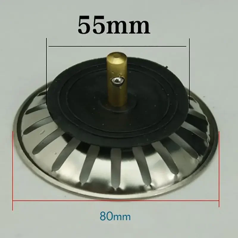 Kitchen Sink Drain Strainer Assembly Sink Strainer With Removable Basket And Water Stopper, Single, Stainless Steel