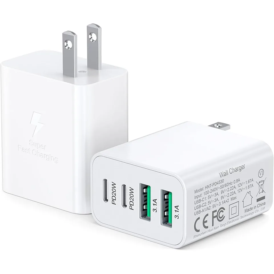 Dual USB Wall Charger 40W 4 Ports Pack
