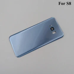 Enhanced Glass Back Battery Cover with Camera Lens Frame - Rear Housing Case Replacement Parts (S8 blue)