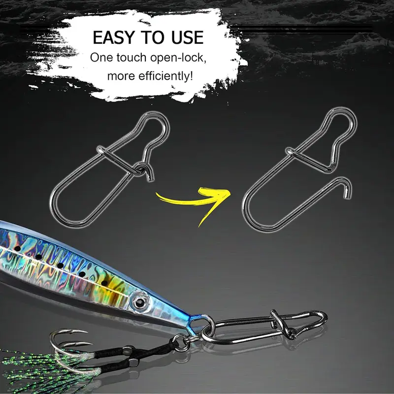 50Pcs Crankbait Snaps Stainless Steel Duo Lock Lure Snaps Quick Change Fishing Clips Fast Speed Clips Snap Hook Connector - Image 3