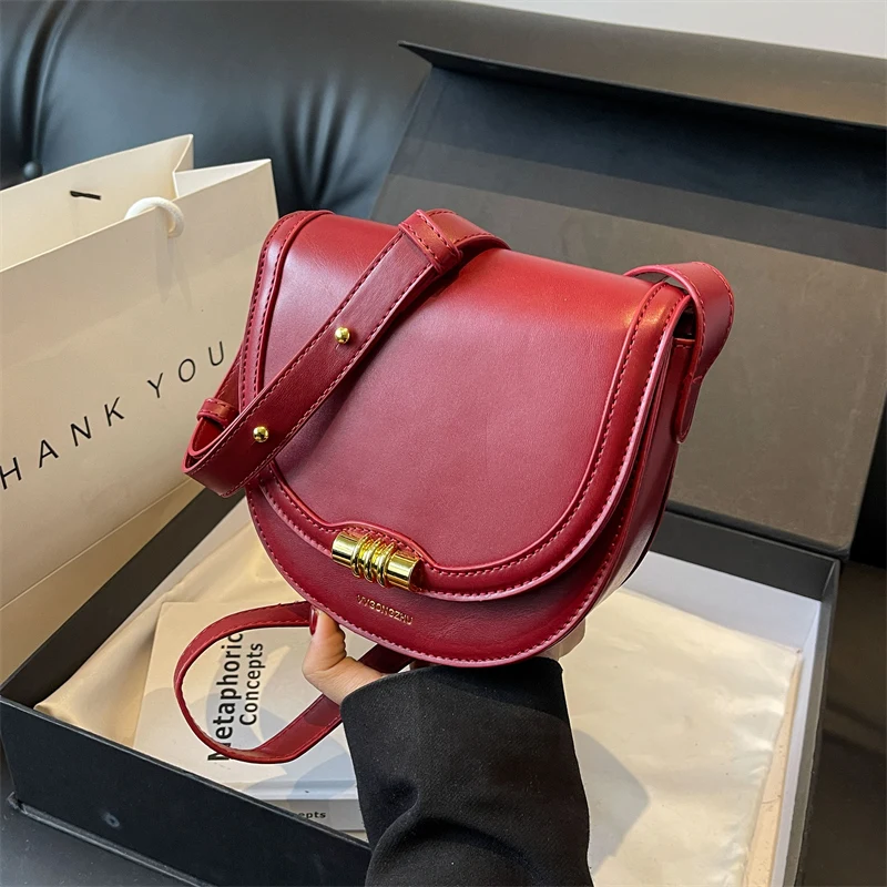 

Women's Saddle Shoulder Bag Luxury Designer Leather Crossbody Bag Fashion Handbag High Quality Brand Ladies Casual Tote Bag