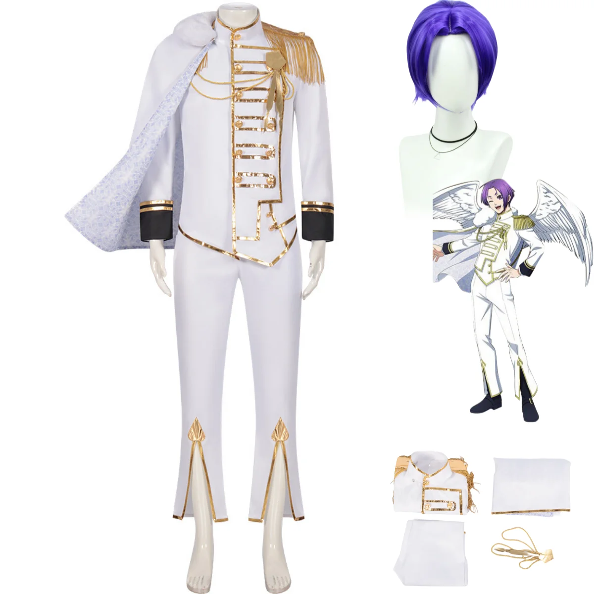 

Anime BLUE LOCK Angels and Demons Mikage Reo Cosplay Costume Wig White Shirt Uniform Full Set Shawl Man Halloween Carnival Suit
