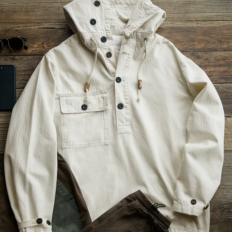 Men Beige Color Hooded Sweatshirt Distressed Hem Letter Print Decoration Autumn Outerwear Hoodies Pullover