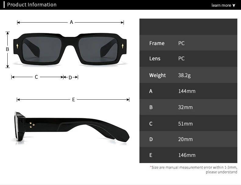 Punk Luxus Marke Designer Quadratische Klassische Niet Sonnenbrille Frauen Für Männer 2024 Trendy Sonnenbrille Vintage Beliebte Shades UV400 – Detail 2