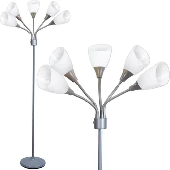 Modern Floor Lamp - 5 Light Standing Lamp for Bedroom with Adjustable Acrylic Multi-Colored Shades - Tall Floor Lamp 4