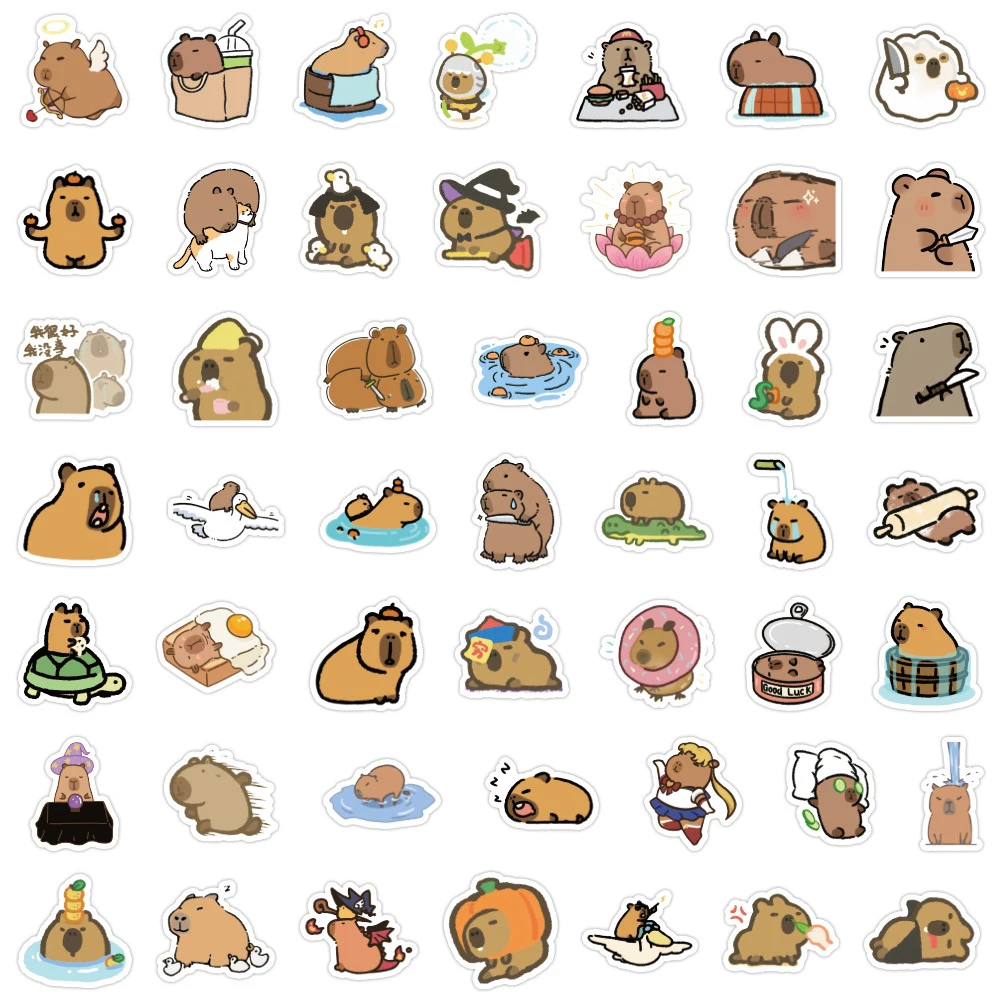 10/30/50/100pcs Kawaii 동물 Capybara 낙서 스티커 노트북 노트북 전화 가방 일기 방수 스티커 어린이 장난감