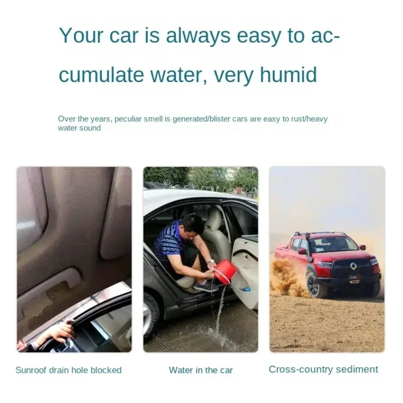 2-Meter Car Drain Cleaner Tool - Long Flexible Hose with Brush for Sunroof & Pipe Unclogging, Auto Sewer Cleaning Accessories