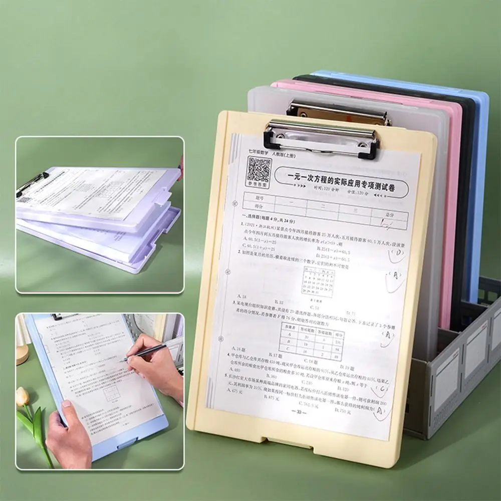 

1Pc A4 File Clipboard Box Case Large Capacity Memo Clip Board Waterproof Test Paper Document File Storage Office Supplies