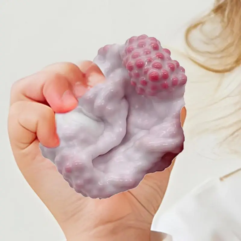 Shapeable Grape Stressball Silicone Squeeze Grape Stressball with Small Beads Shapeable Squish Toy Multifunctional Fidget toy 4